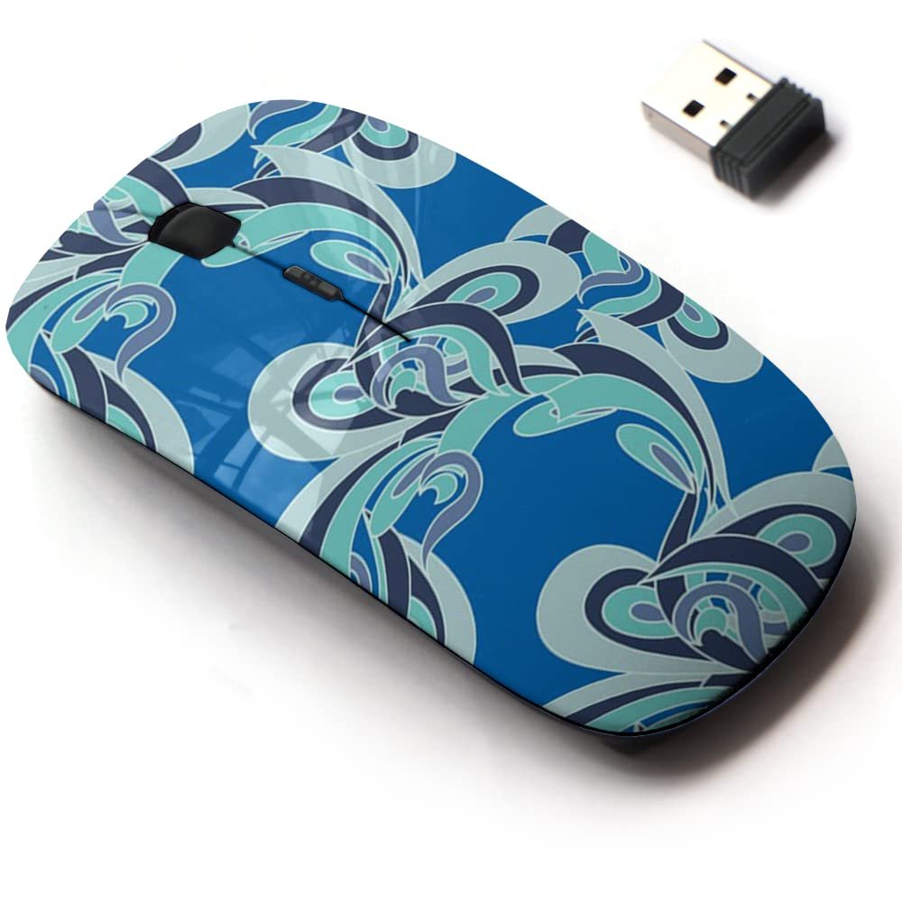 2.4G Wireless Mouse with Cute Pattern Design for All Laptops and Desktops with Nano Receiver - Decorative Waves