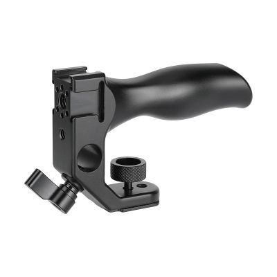 CAMVATE Aluminum Top Handgrip with Handle Seat 1/4" Thumbscrew Lock & Built-in 15mm Rod Clamp & Triple Shoe Mount Adapters - 2956