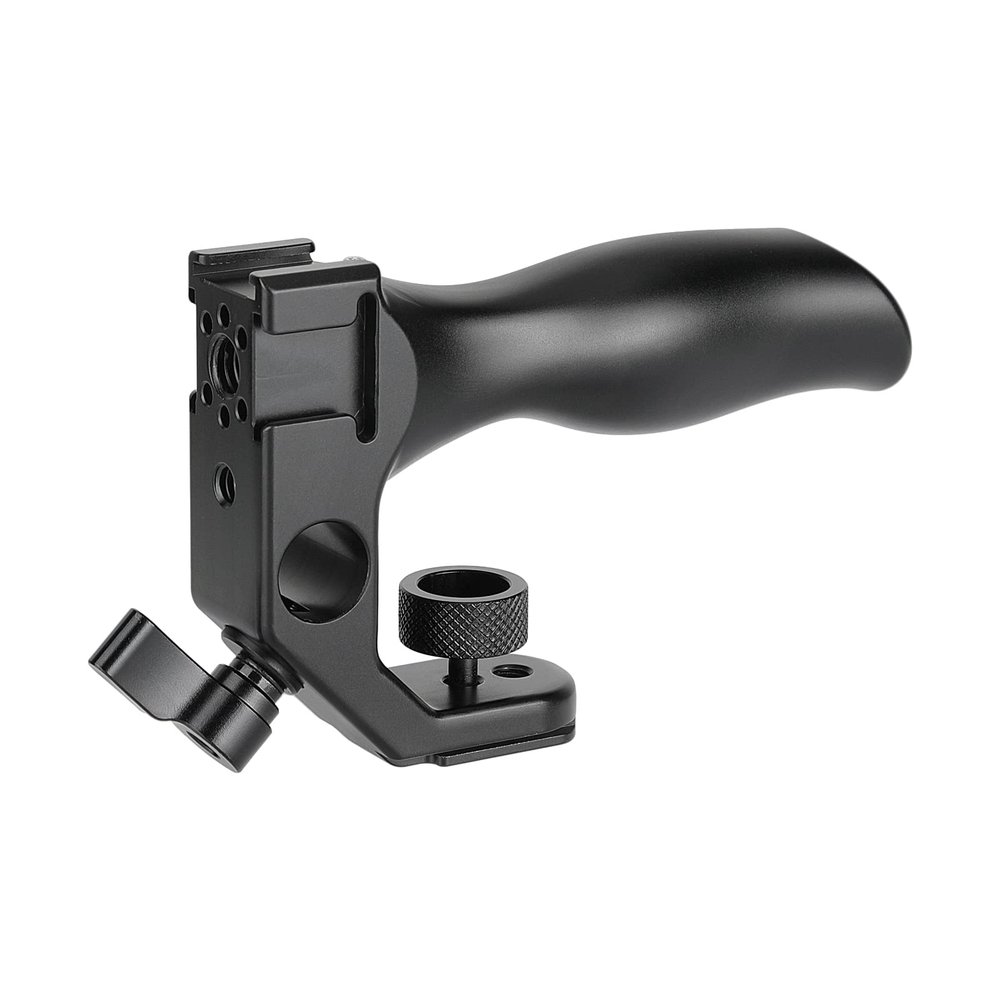 CAMVATE Aluminum Top Handgrip with Handle Seat 1/4" Thumbscrew Lock & Built-in 15mm Rod Clamp & Triple Shoe Mount Adapters - 2956