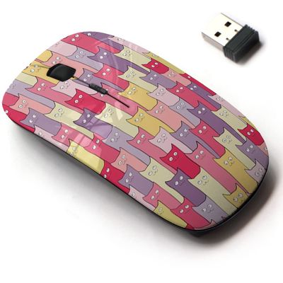 2.4G Wireless Mouse with Cute Pattern Design for All Laptops and Desktops with Nano Receiver - Cute Cats