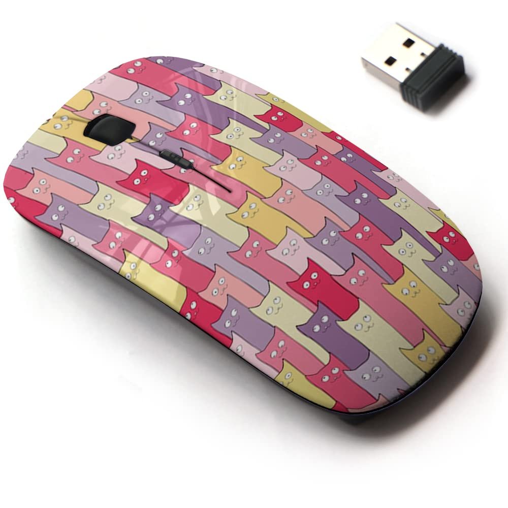 2.4G Wireless Mouse with Cute Pattern Design for All Laptops and Desktops with Nano Receiver - Cute Cats