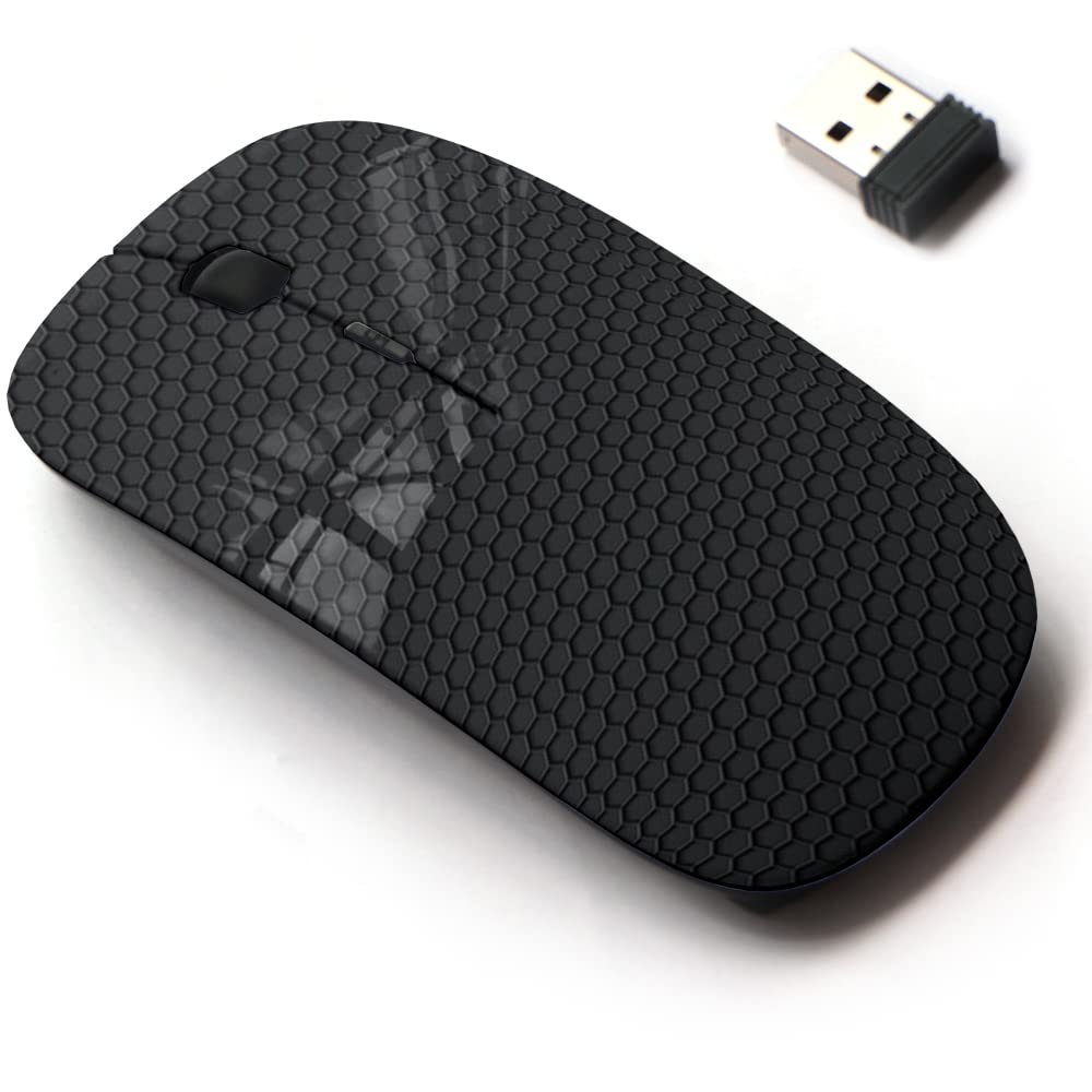 2.4G Wireless Mouse with Cute Pattern Design for All Laptops and Desktops with Nano Receiver - Black Carbon