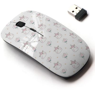 2.4G Wireless Mouse with Cute Pattern Design for All Laptops and Desktops with Nano Receiver - Cute Head Unicorn