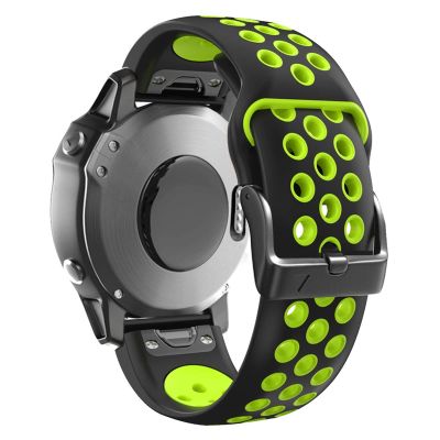 KFAA Sport Silicone Watchband For Garmin Fenix 7X 7 6X 6 Pro 5X 5Plus S60 935 Quick Release 22 26mm Wrist Strap (Color : Black Green, Size : 22mm Fenix 5 5Plus)
