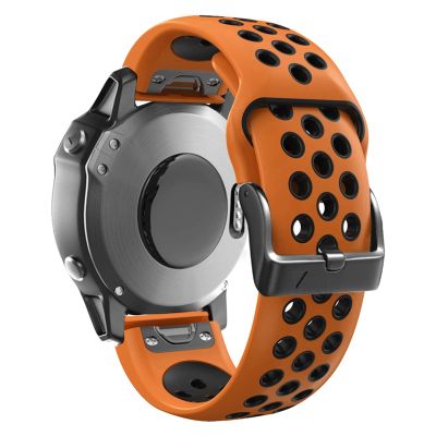 KFAA Sport Silicone Watchband For Garmin Fenix 7X 7 6X 6 Pro 5X 5Plus S60 935 Quick Release 22 26mm Wrist Strap (Color : Orange Black, Size : 26mm Fenix 5X 5XPlus)