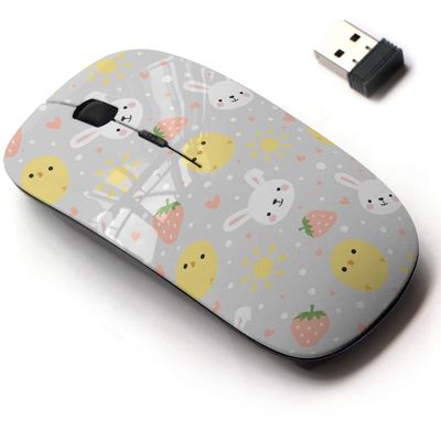 2.4G Wireless Mouse with Cute Pattern Design for All Laptops and Desktops with Nano Receiver - Cartoon Bunny Cute Chick