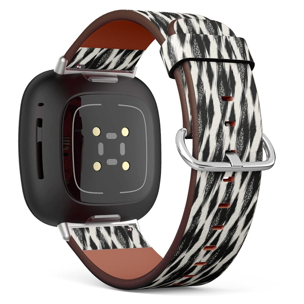 CJBROES Replacement Leather Watch Band, Compatible with Fitbit Versa 3 and Fitbit Sense of Wristband Bracelet Accessory - Noisy Rhombus Spotty