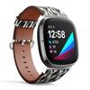 CJBROES Replacement Leather Watch Band, Compatible with Fitbit Versa 3 and Fitbit Sense of Wristband Bracelet Accessory - Noisy Rhombus Spotty view 2