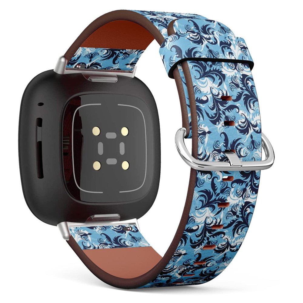 CJBROES Replacement Leather Watch Band, Compatible with Fitbit Versa 3 and Fitbit Sense of Wristband Bracelet Accessory - Floral Design use