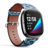 CJBROES Replacement Leather Watch Band, Compatible with Fitbit Versa 3 and Fitbit Sense of Wristband Bracelet Accessory - Floral Design use view 2