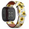 CJBROES Replacement Leather Watch Band, Compatible with Fitbit Versa 3 and Fitbit Sense of Wristband Bracelet Accessory - sunfowers Chamomiles Color view 1