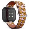 CJBROES Replacement Leather Watch Band, Compatible with Fitbit Versa 3 and Fitbit Sense of Wristband Bracelet Accessory - Cookie view 1