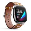 CJBROES Replacement Leather Watch Band, Compatible with Fitbit Versa 3 and Fitbit Sense of Wristband Bracelet Accessory - Cookie view 2