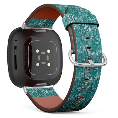 CJBROES Replacement Leather Watch Band, Compatible with Fitbit Versa 3 and Fitbit Sense of Wristband Bracelet Accessory - Zebra Tribal Tiled Print Animal