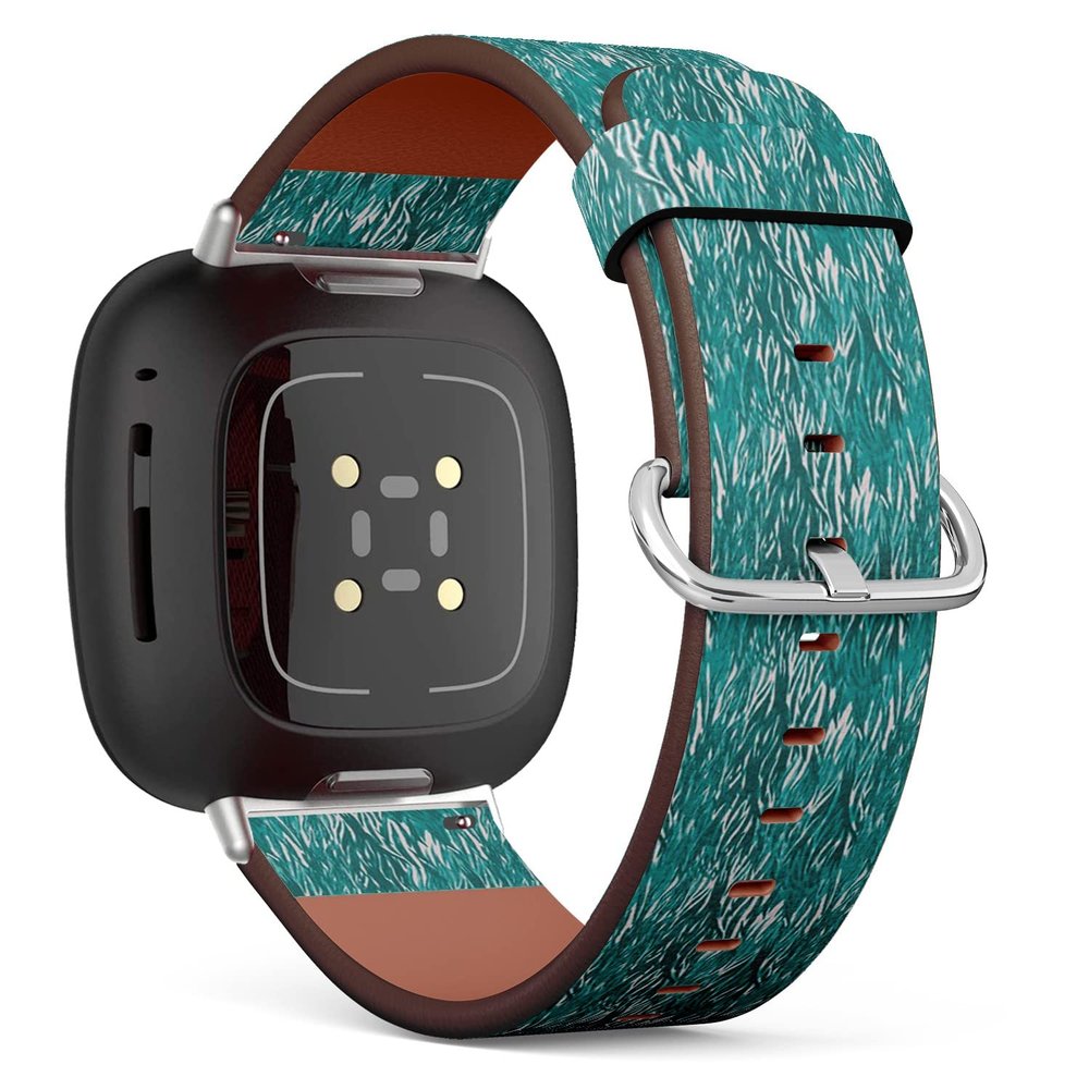 CJBROES Replacement Leather Watch Band, Compatible with Fitbit Versa 3 and Fitbit Sense of Wristband Bracelet Accessory - Zebra Tribal Tiled Print Animal