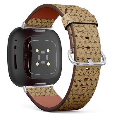 CJBROES Replacement Leather Watch Band, Compatible with Fitbit Versa 3 and Fitbit Sense of Wristband Bracelet Accessory - Kraft Paper Brown Black