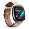 CJBROES Replacement Leather Watch Band, Compatible with Fitbit Versa 3 and Fitbit Sense of Wristband Bracelet Accessory - watercolor physalis view 2