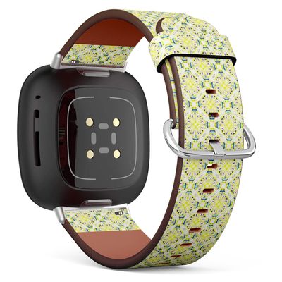 CJBROES Replacement Leather Watch Band, Compatible with Fitbit Versa 3 and Fitbit Sense of Wristband Bracelet Accessory - Sloping Colorful Ornament Design