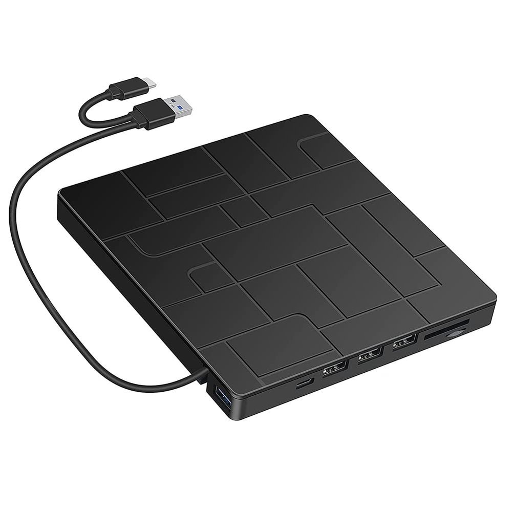Senmubery Interface External CD Drive USB 3.0 DVD Drive RW CD DVD Writer with TF Card Reader for Laptop Desktop PC