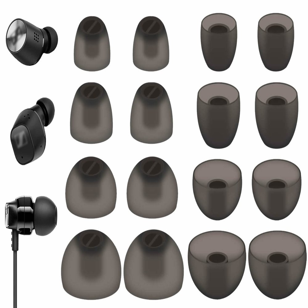 8 Pairs Compatible with Sennheiser CX Plus/Momentum 2 Ear Tips, XS/S/M/L 4 Size Replacement Soft Flexible Silicone Eartips Earbuds Accessories Compatible with Sennheiser CX 300S - Gray