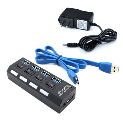 Multi USB Splitter USB 3.0 HUB On/Off Switch 4/7 Ports Expander Multiple USB with Power Adapter EU US USB3.0 Hub (4 Port EU Plug)