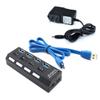 Multi USB Splitter USB 3.0 HUB On/Off Switch 4/7 Ports Expander Multiple USB with Power Adapter EU US USB3.0 Hub (4 Port EU Plug) view 1