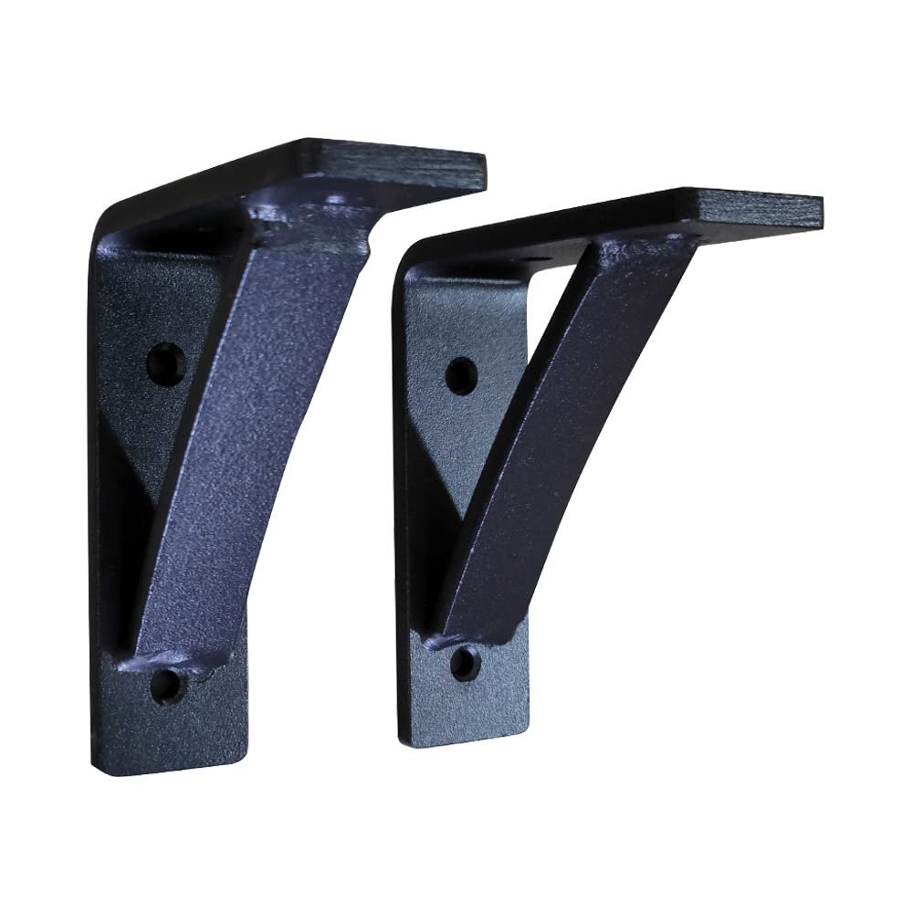 Rustic Red Door Co. Steel Heavy Duty Triangle Support Floating Shelf Bracket - Small Decorative - DIY Rustic Shelving Brackets (Pack of 2) (4"x5"x1.5",Black Texture)