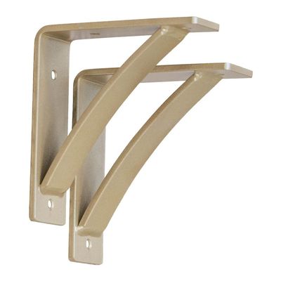 Rustic Red Door Co. Steel Heavy Duty Triangle Support Floating Shelf Bracket - Decorative - DIY Rustic Shelving Brackets (Pack of 2) (6"x7"x2, Roman Gold)