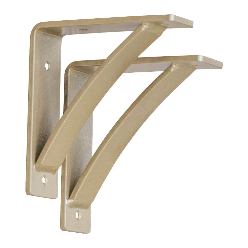 Rustic Red Door Co. Steel Heavy Duty Triangle Support Floating Shelf Bracket - Decorative - DIY Rustic Shelving Brackets (Pack of 2) (6"x7"x2, Roman Gold)
