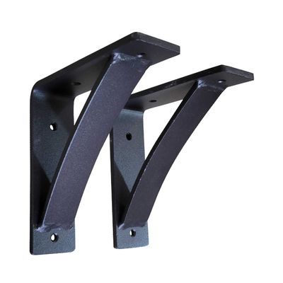 Rustic Red Door Co. Steel Heavy Duty Triangle Support Floating Shelf Bracket - Sturdy - DIY Rustic Shelving Brackets (Pack of 2) (8"x9"x2.5", Black Texture)