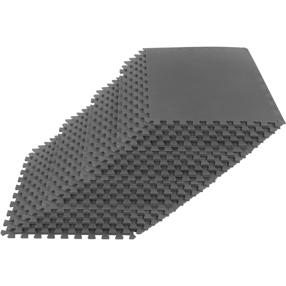 EVA Foam Mat Tiles 24-Pack - 96 SQ FT of Interlocking Padding for Garage, Playroom, or Gym Flooring - Exercise Mat or Baby Playmat by Stalwart (Gray)