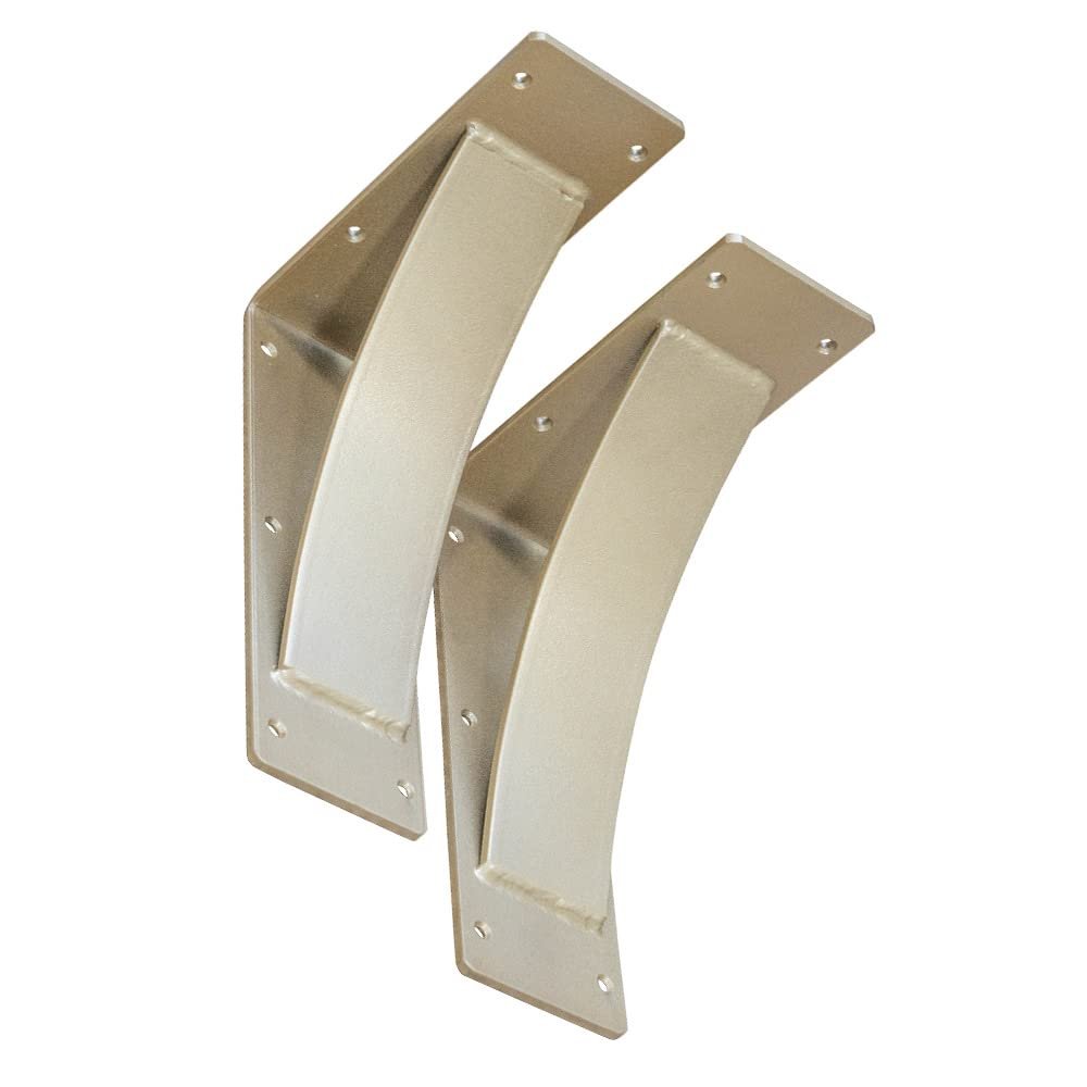 Rustic Red Door Co. Steel Heavy Duty Fireplace Mantel Brackets - Countertop Support - Hand Welded Steel Brackets - Rustic Farmhouse Decor (Pack of 2) (9"x12"x4", Roman Gold)