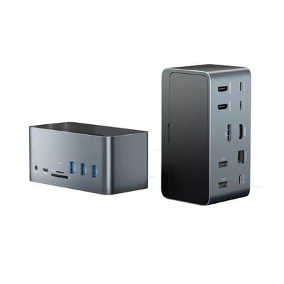 CHNOOI USB hub USB 18 in 1, USB C to 4k HDMI, Dp, Rj45, 1000mbps, 100w, Usb3.0 for MacOS, Windows, Tablet, Docking Station C419 (Color : 18 in 1 Docking, Size : 125 * 58 * 62mm)