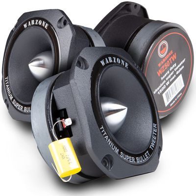 2X Gravity WZ50TW 1500W Heavy Duty Titanium Super Tweeter Loud Speaker 4-Ohms for Car, Van, ATV, Motorcycle, and Competition (Pair) (Black)