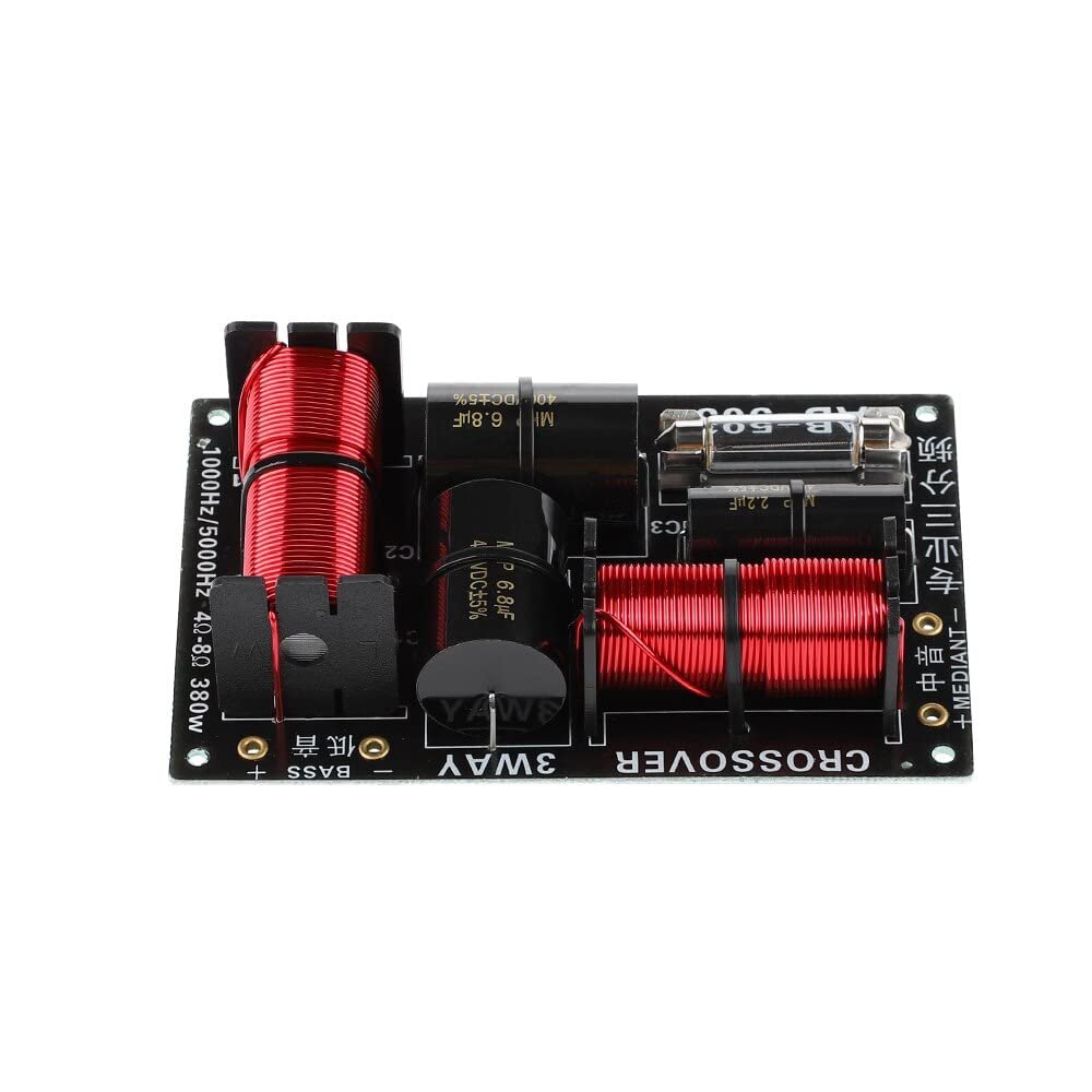 JINGERL 380W 3 Way HiFi Audio Treble Midrange Bass Frequency Divider Professinal Stereo Crossover Filters for 4-8 ohm Speakers