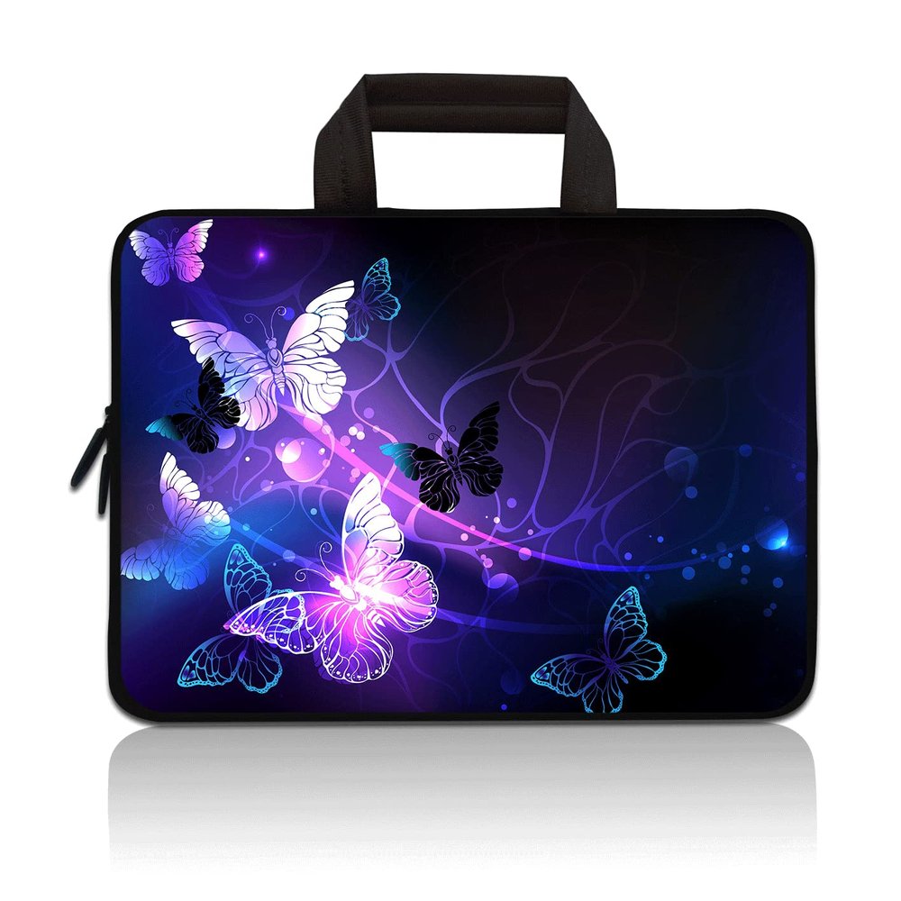 11 11.6 12 12.1 12.5 inch Laptop Carrying Bag Chromebook Case Notebook Ultrabook Bag Tablet Neoprene Sleeve for Apple MacBook Air Samsung Google Acer HP DELL Lenovo Asus (Purple Butterfly)