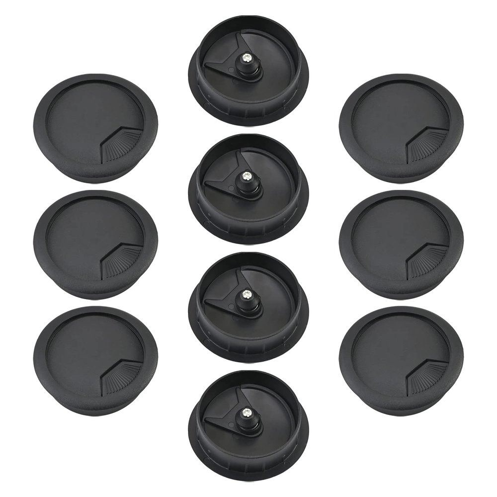 Bettomshin 1.97" Desk Grommet Plastic 50mm Cable Hole Cover Cord Desk Grommets Arrange Wires Organizer for Home Office Desk Cable Cord Black 10Pcs