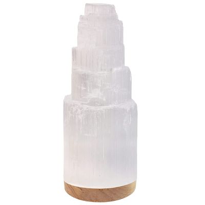 Himalayan Glow WBM Selenite Crystal Lamp, Morrocan Lamp Decorative Night Light | 7 Inch Tall