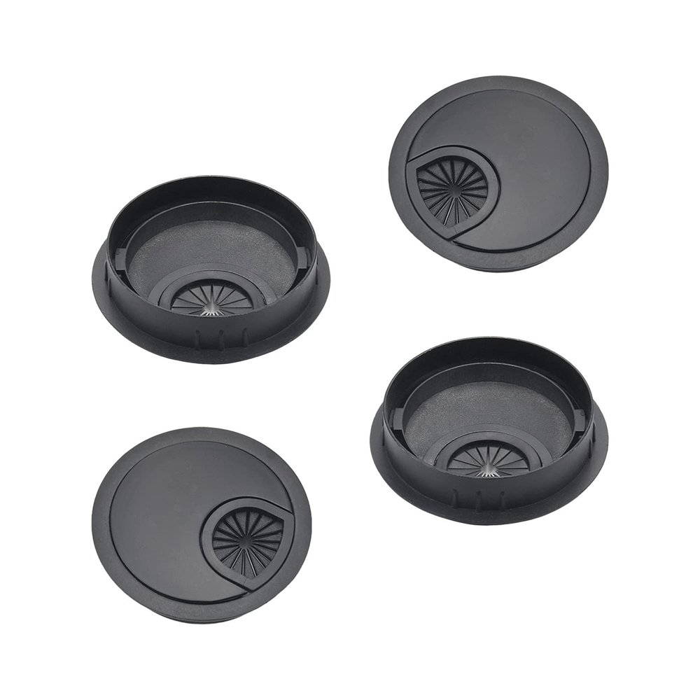 Bettomshin 2.28" Desk Grommet Zinc Alloy 58mm Cable Hole Cover Cord Desk Grommets Arrange Wires Organizer for Home Office Desk Cable Cord Black 4Pcs