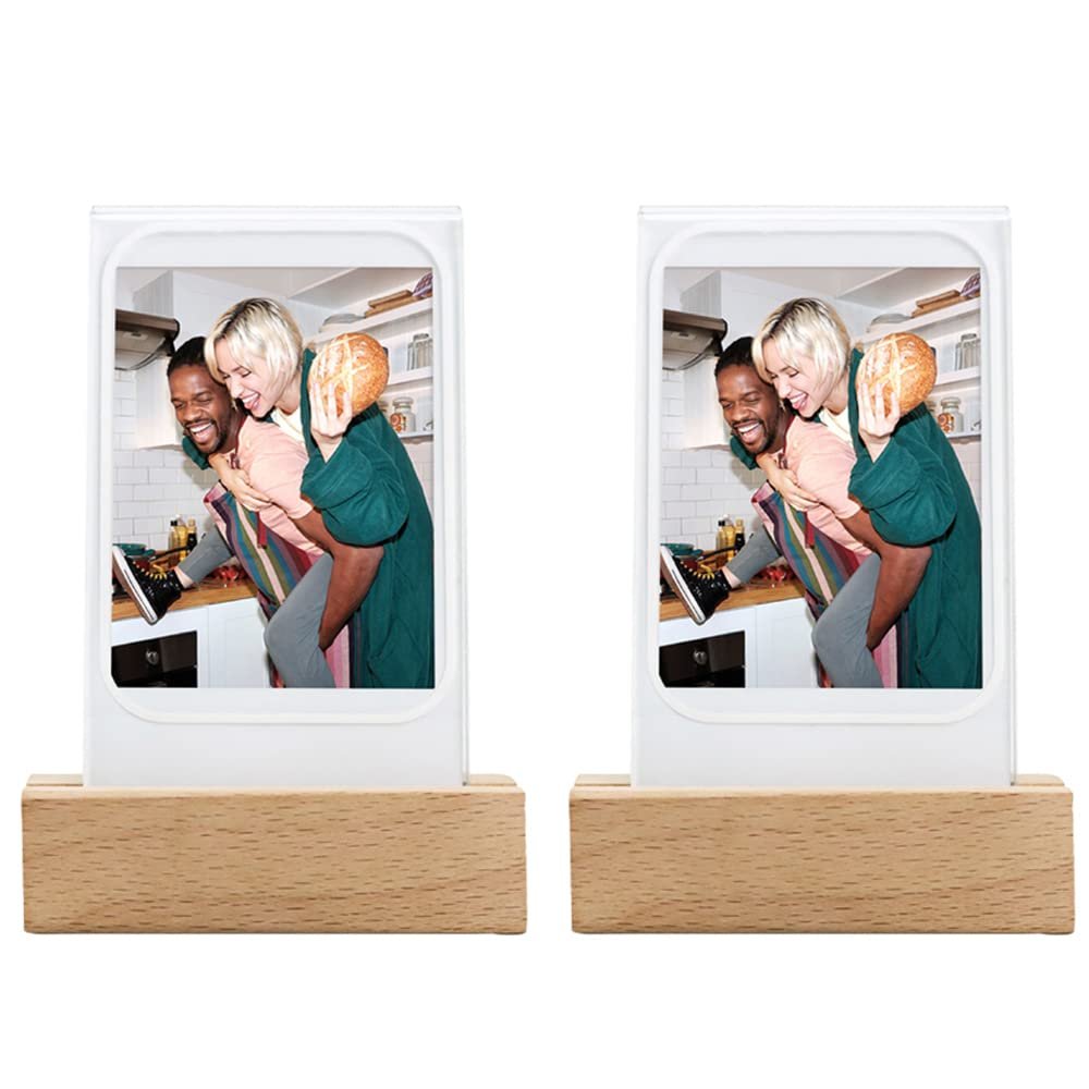 WOGOZAN Mini 12 Glowing table Picture Frame For Instax Mini 12/11/SE/99/90/9/8/EVO Instant Camera and Polaroid 2.15x3.4 Inches Film photo-Can Be Used As Night Light (2 Pieces)