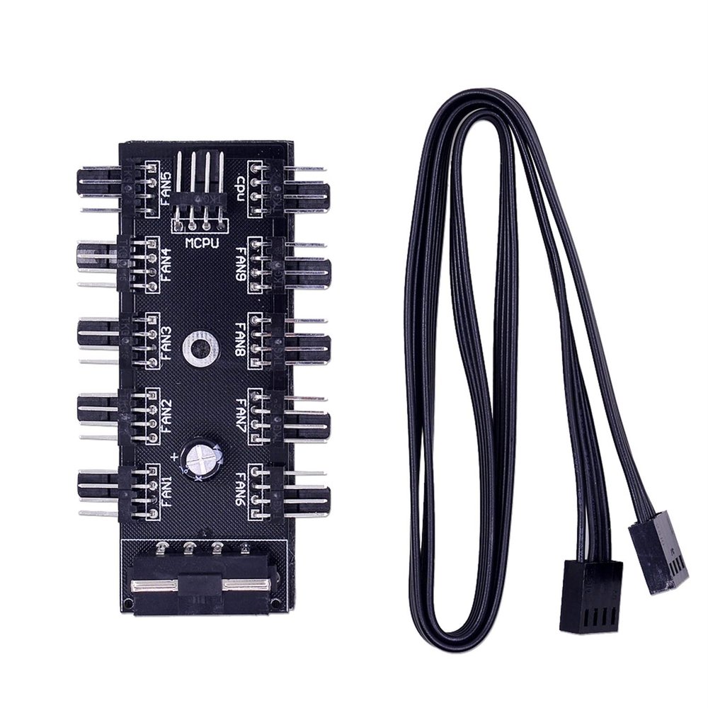10pcs Cooling Fan Hub Splitter Cable PWM 12V 4Pin Power Supply Adapter PC 1 to 10 4Pin Cooler for PC Mining (Cable Length : Other)