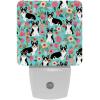 2 Pack Plug-in LED Night Light Lamp Lovely Corgi & Flowers, Auto Dusk to Dawn Sensor Decorative Nightlights for Kids Bedroom, Bathroom, Hallway, Stairways view 1