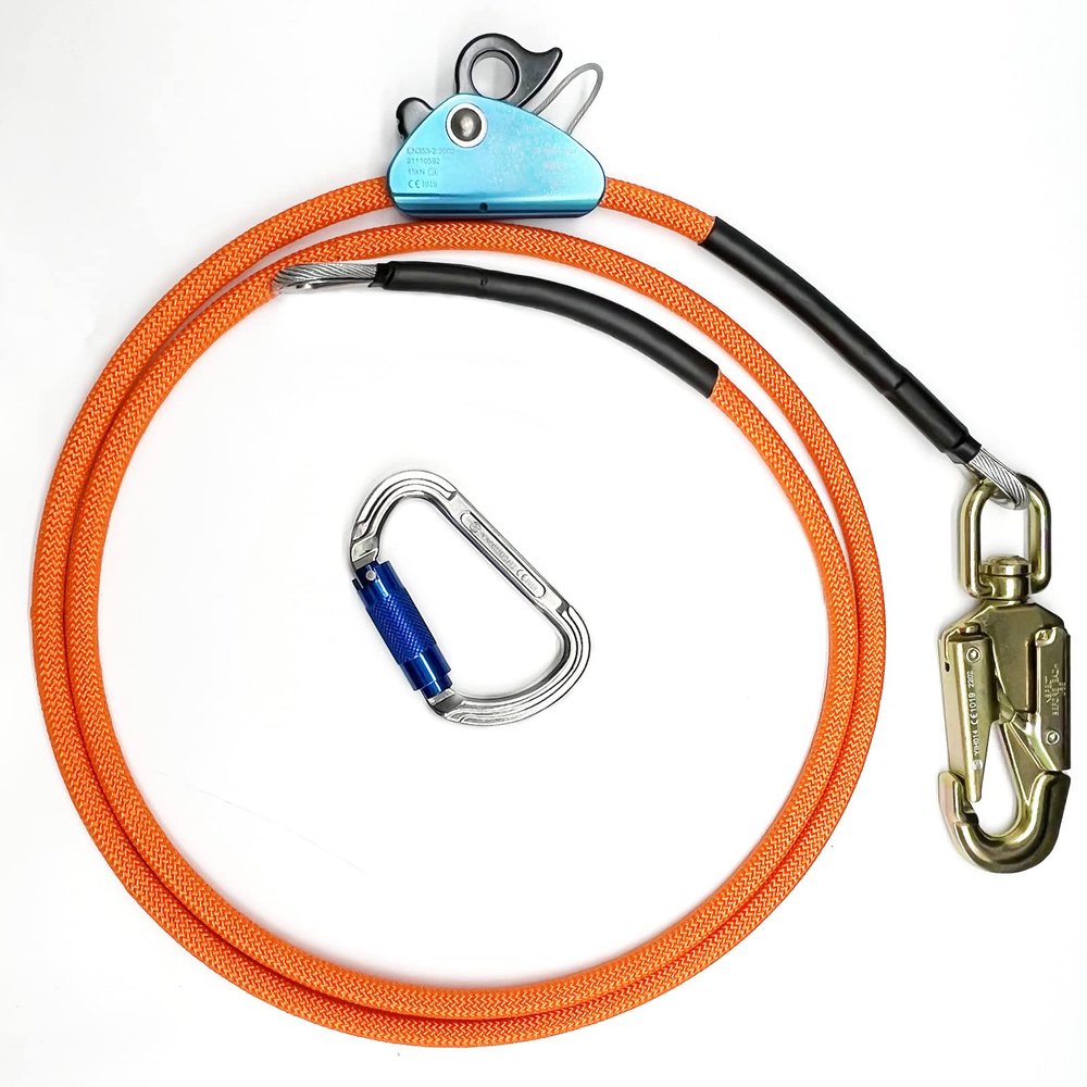 Flipline Kit,Climbing Harness, Adjustable Tree Lanyard, Rope Grab,Steel Swivel Snap Hook Fall Protection for Arborist,Tree Climbers (1/2x10ft,Orange)