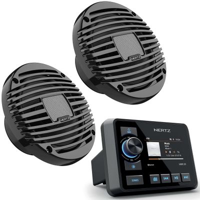HERTZ HMR 20 Marine Digital Media Receiver with 1 Pair HEX Series HEX-65-M-TC 6.5" 4-Ohm Marine Coax Set - Charcoal