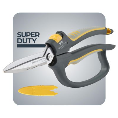 Woodland Tools Utility Snips  Super Duty Garden Snips with Serrated Trimming Scissors, Knife Edge, Wire and Twine Cutter, Stainless Steel Construction, Sheath Included  Plant Scissors for Yard Work