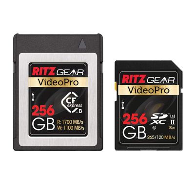 Ritz Gear RG CFExpress Type B 256GB Card (1700/1100 R/W) +SD Card UHS-II 256GB SDXC Memory Card U3 V60 (R 265mb/s 120mb/s Write) (Not Recommended for Nikon Cameras)