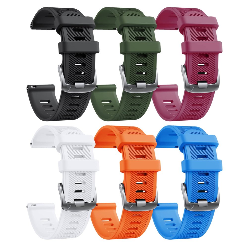CUZOW 20mm Watch Band for Garmin Venu/Venu Sq 2/Venu 2 Plus/Vivoactive 3/5, Soft Silicone Sport Watch Band for Galaxy Watch 7/6/4 40mm 44mm, for Garmin Forerunner 645/245Pack of 6