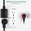 LENCENT 2 Prong Surge Protector Power Strip,2 Prong to 3 Prong Grounding Outlet Adapter,Multi Plug Wall Outlet with 3-Sided 6 Outlets,Power Socket Expander for Kitchen Office Bathroom Older House view 3