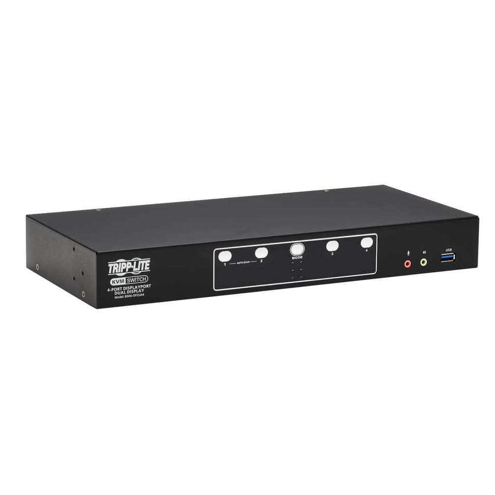 Tripp Lite 4-Port DisplayPort KVM Switch, Control Two Devices with Two Monitors Desktop Switch, UHD 4K @ 60Hz Video, Two USB 3.2 Gen 1 Ports, 3-Year Warranty (B006-DP2UA4)