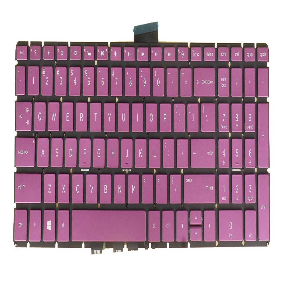 AZUBAYCOM US English Layout- Laptop Keyboard for HP 15z-bq100 15-cc100 15-cc500 15t-cc000 15t-cc100 15t-cc500 PK132041N00 NSK-XDPBC 9Z.ME1BC.P01 Backlit Purple Red